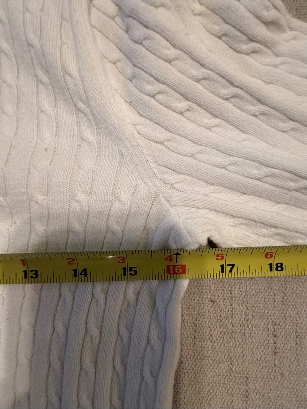 Lauren Ralph Lauren White Classic Cable-Knit Sweater with Black Trim Preppy Luxe - Picture 6 of 9